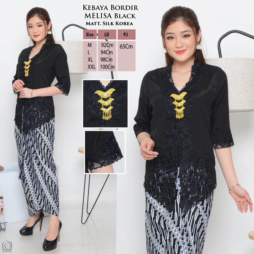 Promo Atasan Kebaya Encim Ranting Tulip Lengan 3/4 katun silky Korea  Kombinasi Brukat