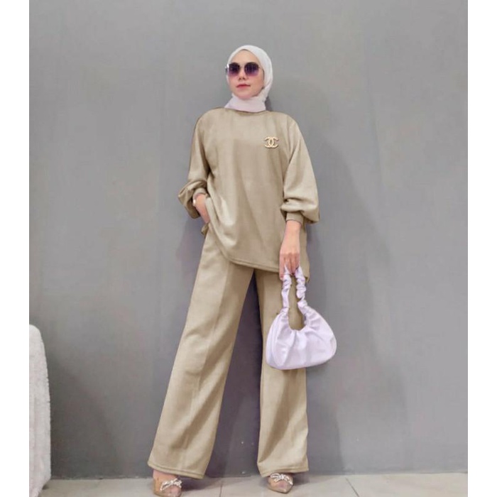 setelan wanita setelan bahan moscrepe baju setelan lebaran 2021 fenita - marun