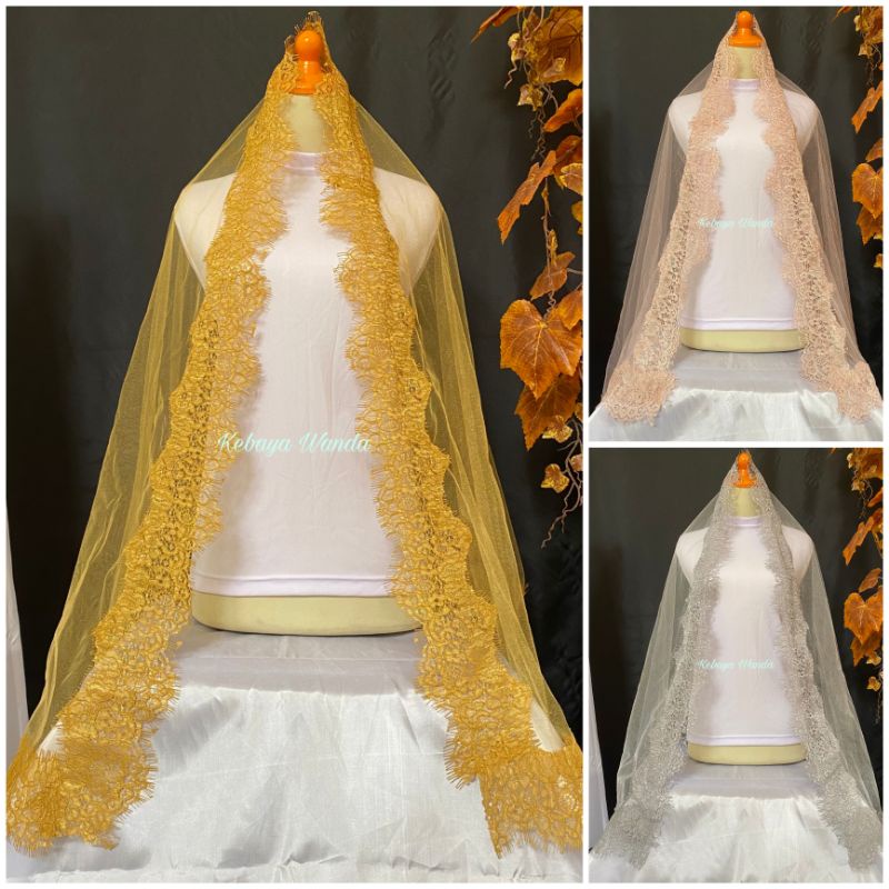 Ready Kerudung Pengantin / Veil Pengantin / Selendang Akad Slayer / Kerudung Akad / Wedding Veil