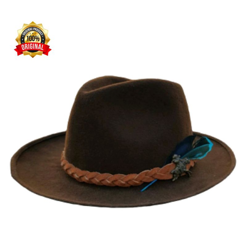 Topi Fedora Pria Original Merk The Rolling Bahan Kulit Sapi Import Topi Pria Aksesoris Pria Fashion 