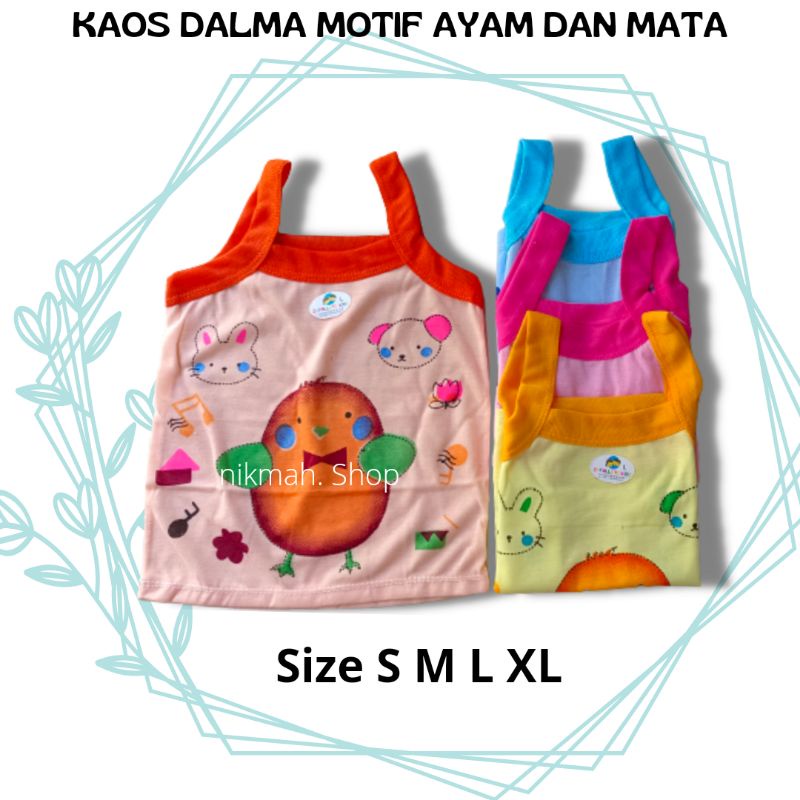 Kaos dalam anak balita motif AYAM dan MATA