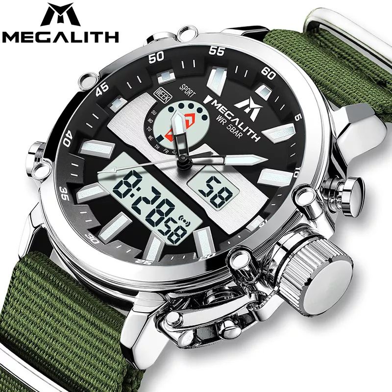 MEGALITH Jam Tangan Pria Analog Digital Nylon strap