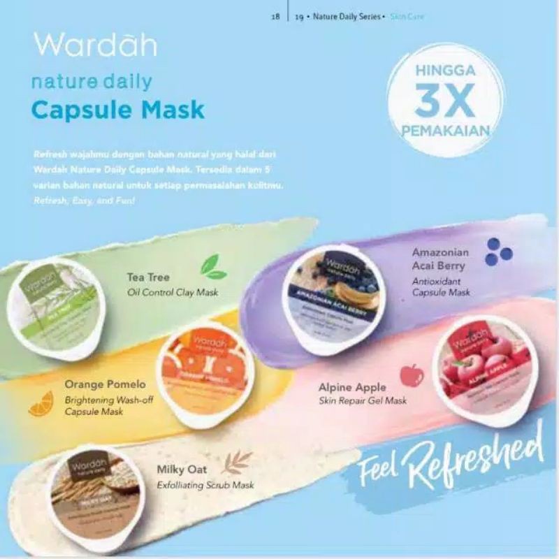 Wardah Nature Daily Capsule Mask Wash Off Antioxidant , Gel , Scrub , Oil Control BPOM (KIM)