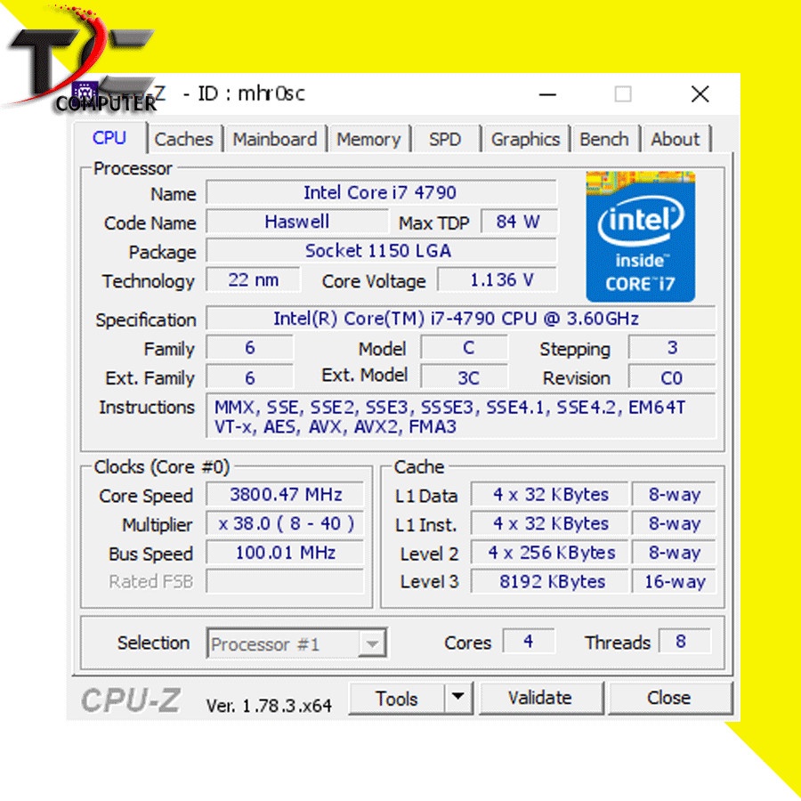 Processor Intel Core i7 4790 Haswell LGA 1150