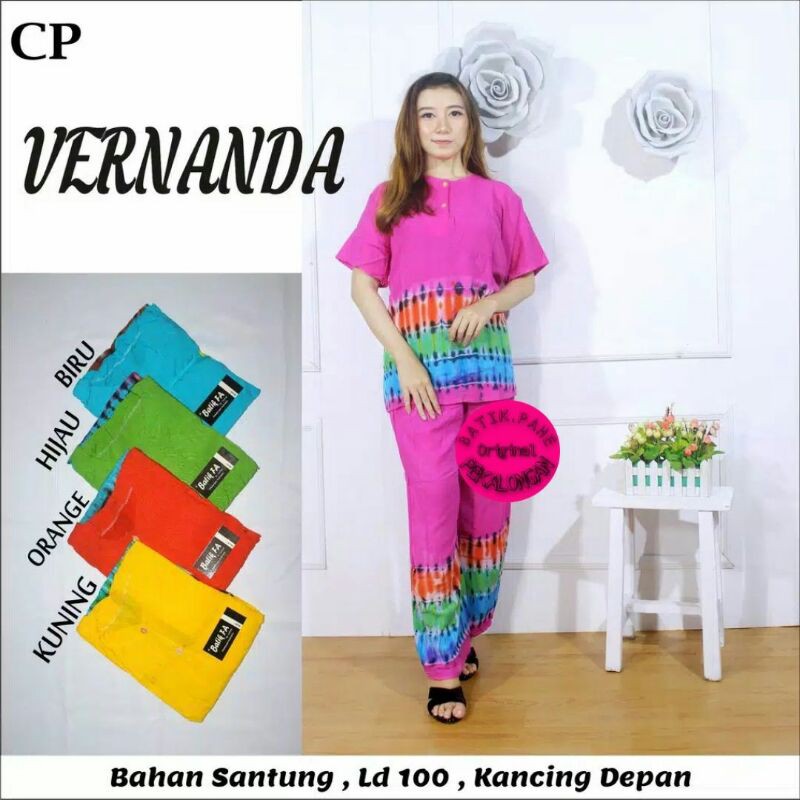 Setelan CP Vernanda | Set Piyama Babydoll | Celana Panjang Batik