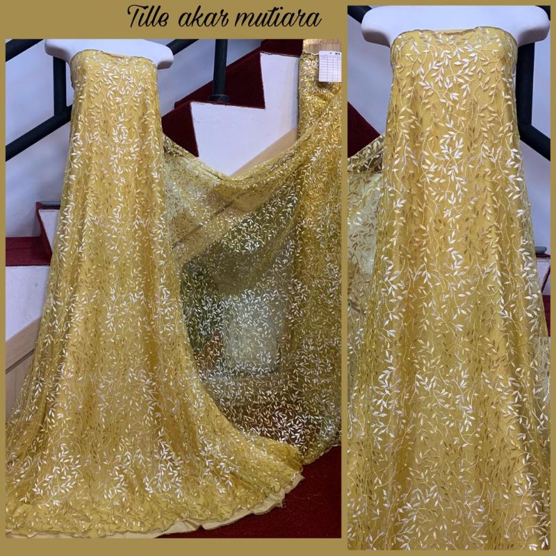 Kain Tile/Tulle Mutiara Tutton, tile kain brokat, tile mutiara, tile bordir, tile polos, tile motif(