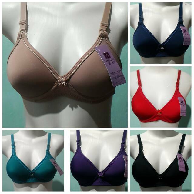 BH Ling Cao A5 - BH Busa Tanpa Kawat Wanita Dewasa | Bra Lingcao Cup A Kecil Kait 2 Kancing Dua Perempuan Remaja  | Open | Pakaian Dalam Underwear