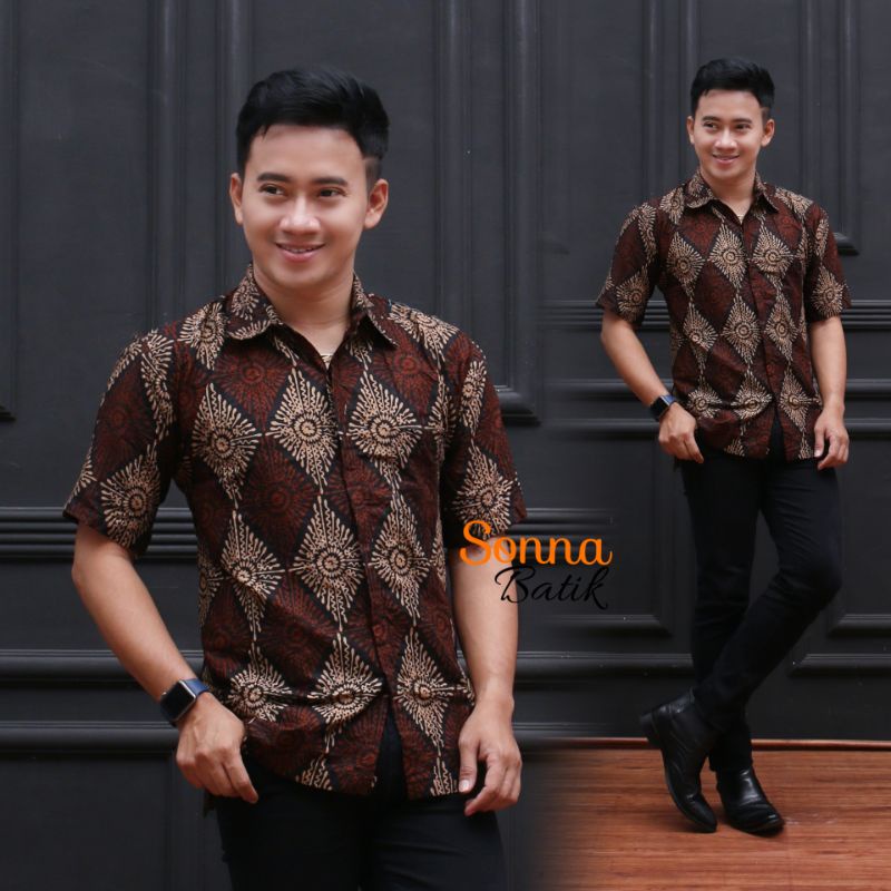 S M L XL XXL 3L 4L 5L Couple Batik Wanita Diana Resleting Depan-Pria