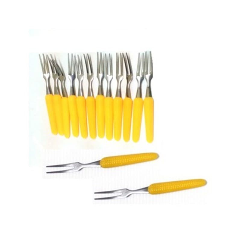 Garpu Kue Dessert Garpu Buah Motif Jagung Mini Stainless Steel 12pcs-Perlengkapan dapur Alat Makan Garpu Dessert ST