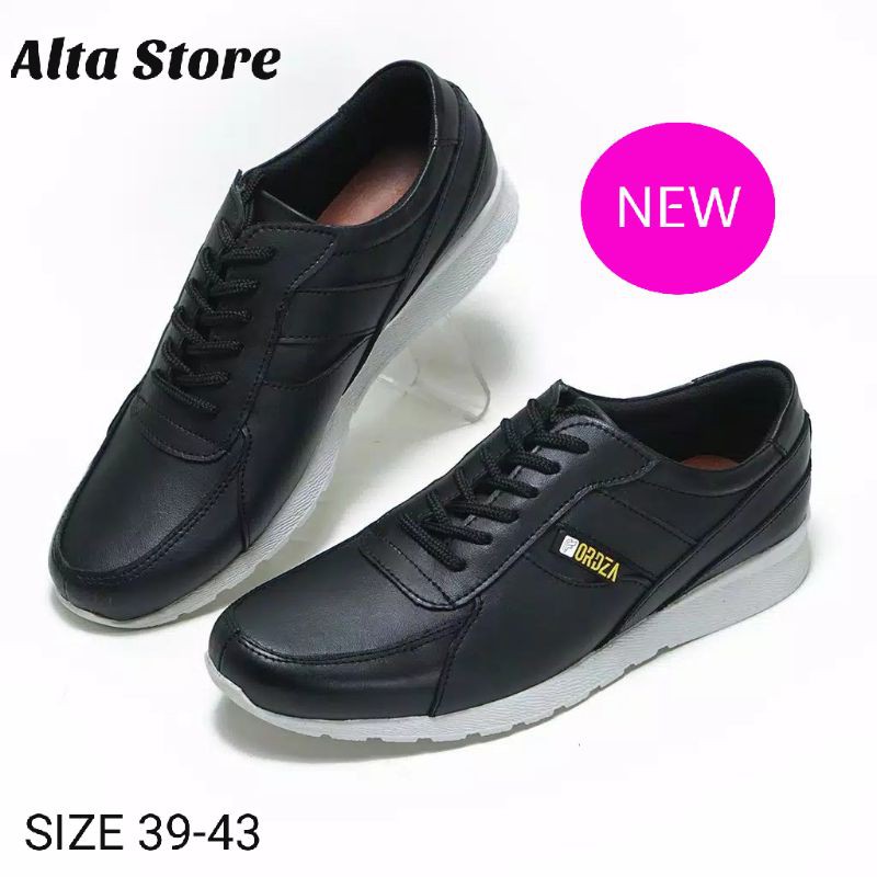Sepatu Pria Sneakers Kulit buck  Asli Sepatu Casual Black
