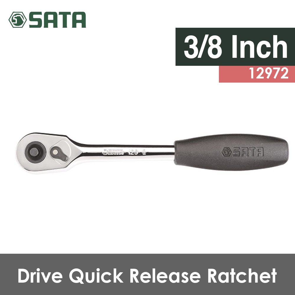 3/8 Inch DRIVE QUICK-RELEASE ROUND HEAD RATCHET 12972 SATA TOOLS