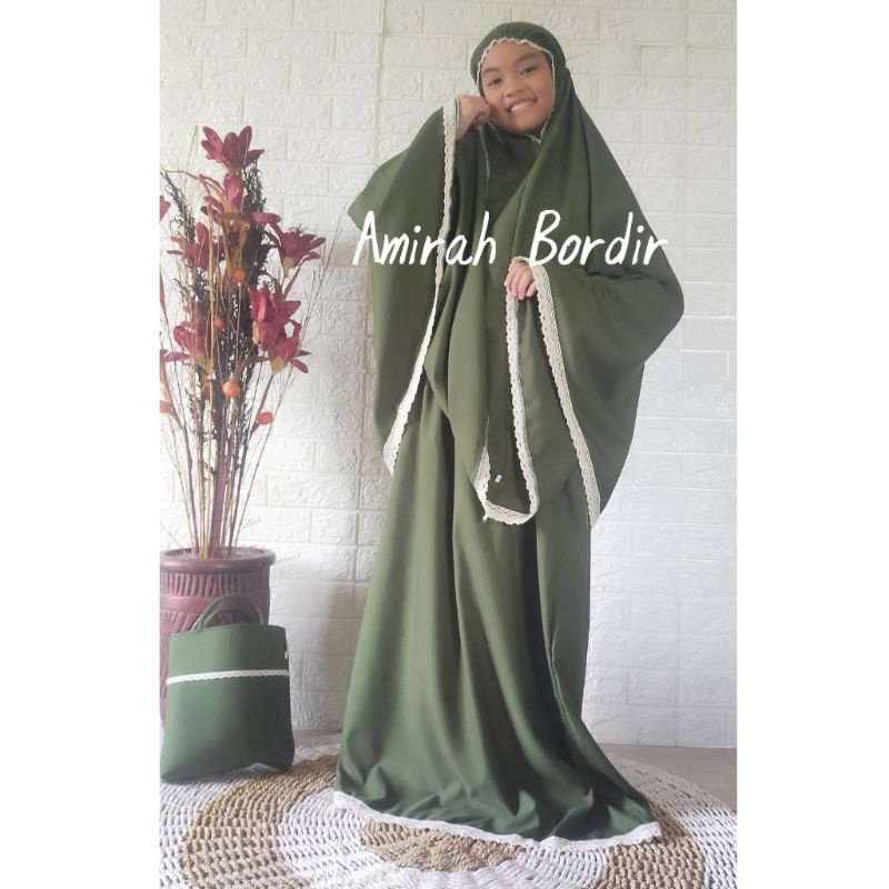 MUKENA ANAK TANGGUNG KATUN POLOS RENDA TERMURAH USIA 7 - 16 TAHUN( SIZE XXL - XXXL) SIZE XXL BISA MUAT SAMPAI TB 138 CM.SIZE XXXL BISA MUAT SAMPAI 148 CM