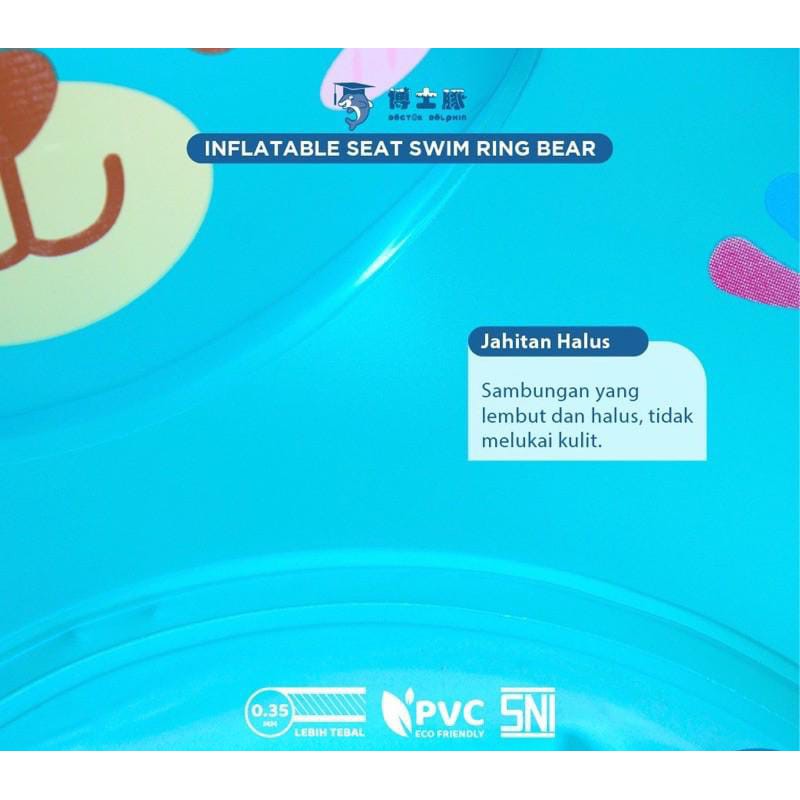 doctor dolphin inflatable seat swing ring bear / pelampung renang bayi duduk / free pompa dd01342