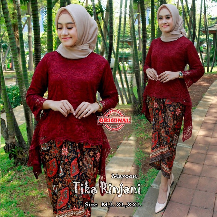 Setelan Kebaya Modern Hijab Remaja Style Modis Cantik brukat TIKA RINJANI STELAN kebaya pesta