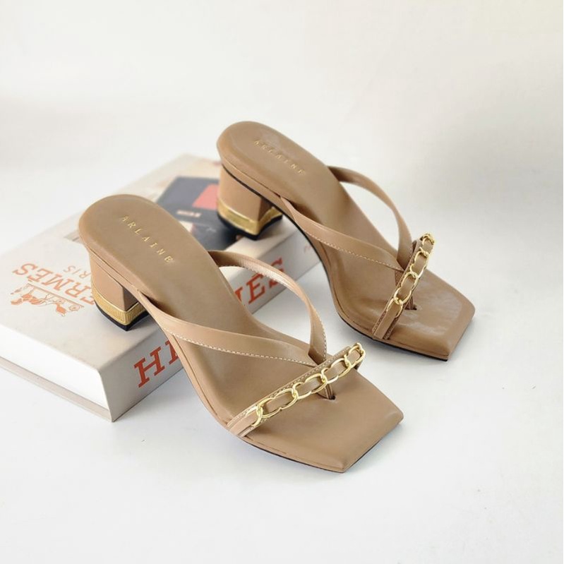 ARLAINE EVELYNE Sandal Heels Wanita/Heels Rantai/Heels Kondangan/Heels 5cm/High Heels Wanita