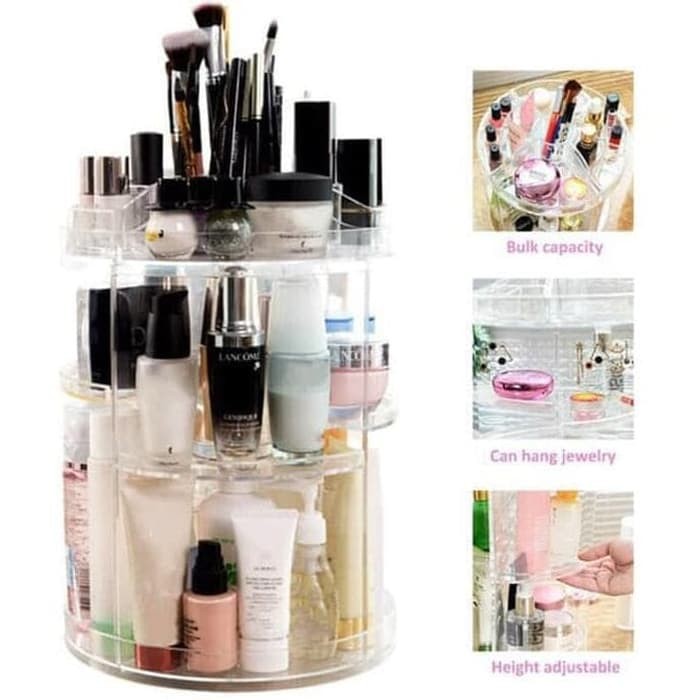 Rak Kosmetik Akrilik Putar / Cosmetic Organizer Display Acrylic Murah | Bening