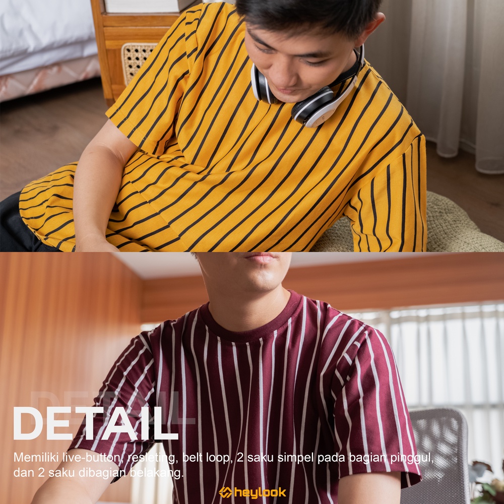 Kaos Strip Vertikal Lengan Pendek Pria Wanita Kaos Cowok Cewek Basic Tshirt Kaos Stripe Salur Garis Garis Belang Hitam Navy Putih Maroon Kuning Premium