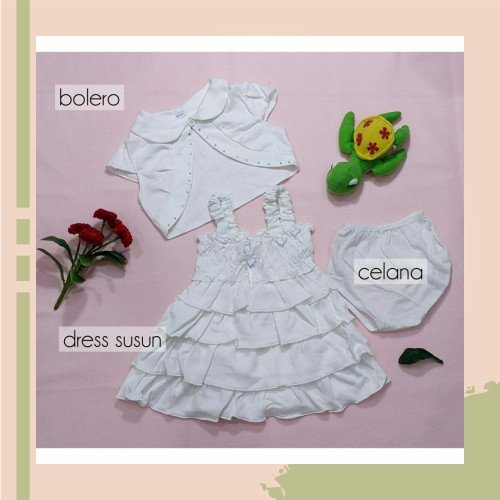 Baju bayi perempuan cewek usia 3 9 bulan dress putih akikah baptis kaos murah kekinian terbaru