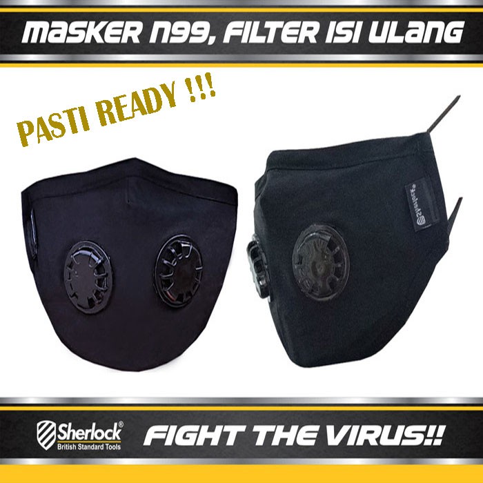 Masker Kain - Sherlcok Masker Respirator with Dual Valve with N99 Carbon Filter