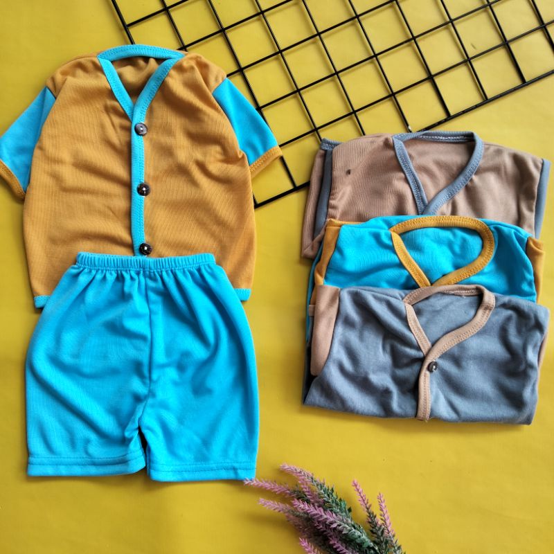 4 stel baju bayi polos kombinasi newborn