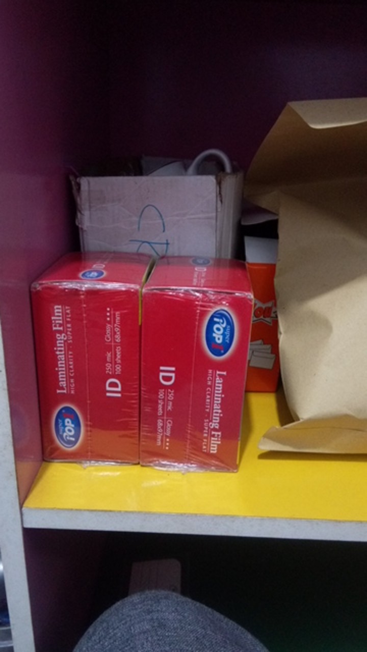 Laminating Film 250 Mikron Ktp 68 Mm X 97 Mm 250 Mikron (1 Pak = 100 Pcs)