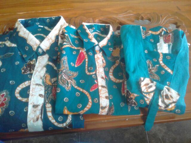 Qnunbatik Sarimbit Couple Terusan/dress/hem Kemeja Batik Anak Daun Jaya