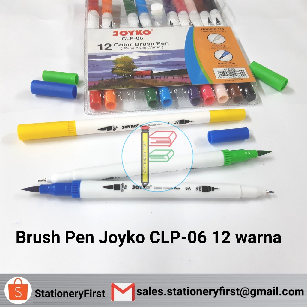 Brush Pen Joyko 12 warna CLP-06 2in1 (pena dan kuas warna) set