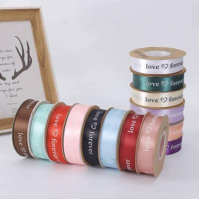 

Pita Satin 2,5 cm Motif Love Forever Ribbon 25 mm Per Yard ( 90 cm) Pita Parcel Gift Hampers