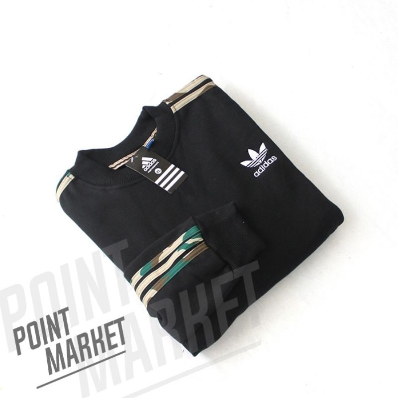 JAKET SWEATER CREWNECK ADIDAS STRIP CAMO/SWEATER CASUAL/SWEATER PRIA WANITA