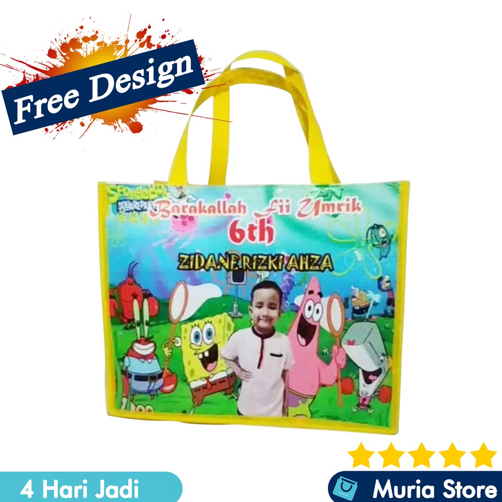 

TAS ULTAH GOODIE BAG ULANG TAHUN CUSTOM NAMA ANAK 25 x 14 x 20 cm (PxLxT) - TEBAL