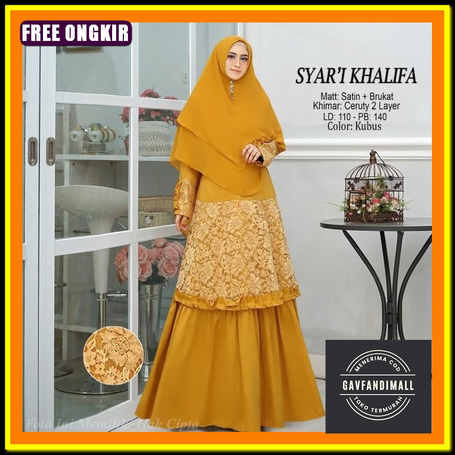 Baju Gamis Wanita Remaja Tile Pesta Lebaran Terbaru 2022 Maxi Verona Model Kekinian Motif Polos Bahu