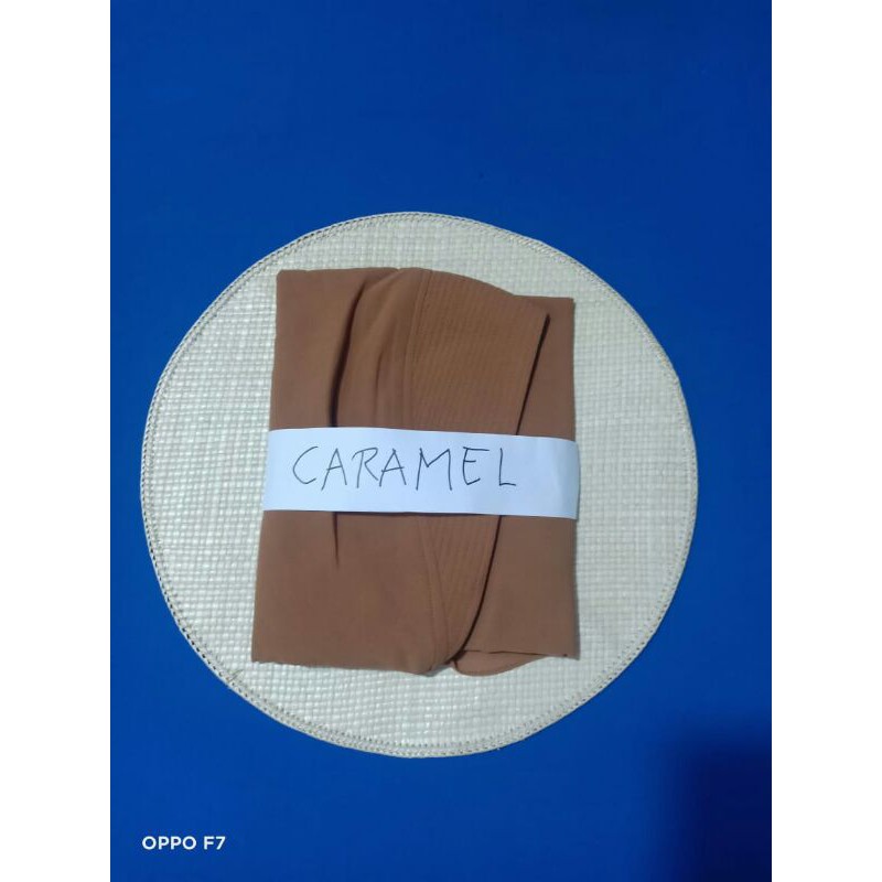 KERUDUNG KHIMAR MALIKA CERUTY PREMIUM/KHIMAR MALIKA BUSA ANTEM SIZE L-Caramel
