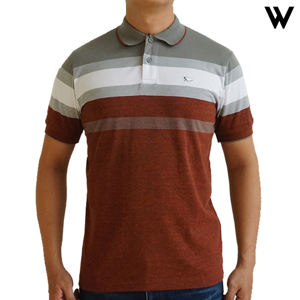  KAOS  POLO PRIA MOTIF  GARIS SALUR  TERAKOTA WALRUS T12092M 