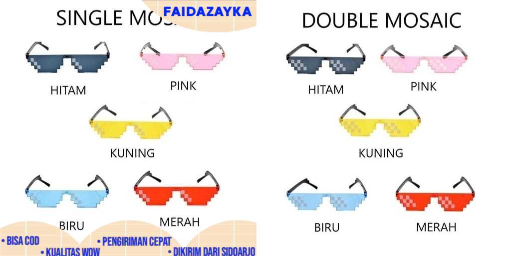 ZAYKA== KACAMATA THUG LIFE MODEL MOSAIC FASHION UNISEX MURAH SUNGLASSES KOREAN IMPORT