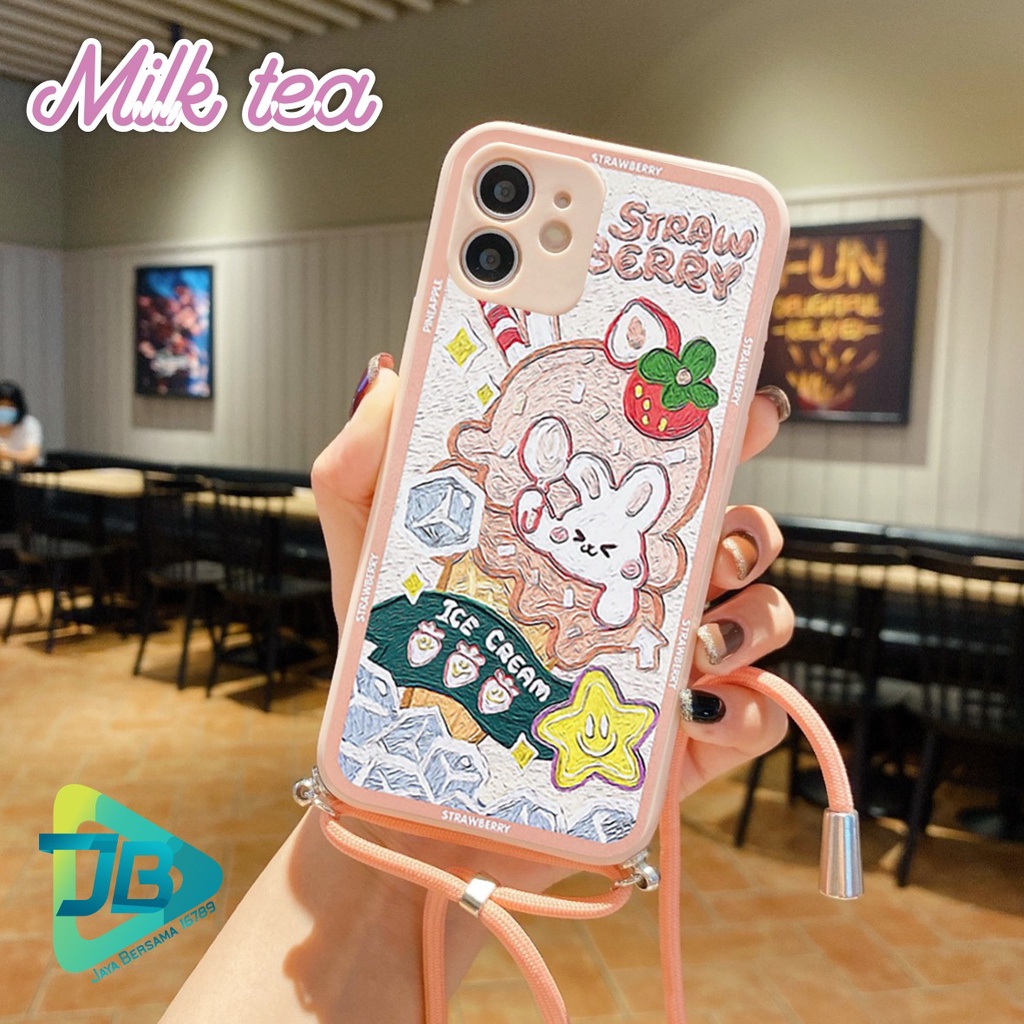 SOFTCASE SILIKON SLINGCASE TALI LANYARD STRAP PHONE MACARON PELINDUNG KAMERA MILK TEA OPPO VIVO SAMSUNG XIAOMI REALME IPHONE ALL TYPE JB5513