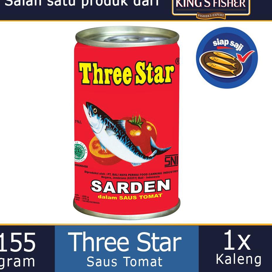 

( BAYAR DITEMPAT ) Three Star Sarden mini saus tomat Makanan Kaleng 155 g
