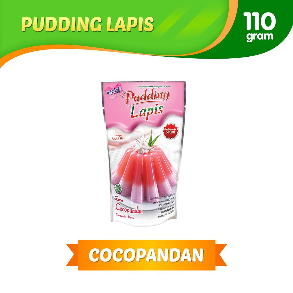 nutrijel PUDING lapis rasa COCOPANDAN flavour 110gr (3.89oz)