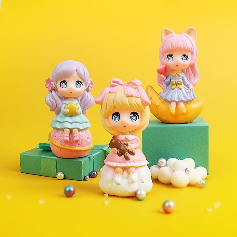 Cute Princess Figure Cake Topper/Hiasan Kue Ulang Tahun Anak Perempuan Tema Putri/Mermaid/Duyung