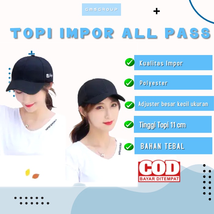 Topi  Impor Trendy Unisex  SIMPLE ALL PASS topi baseball Golf