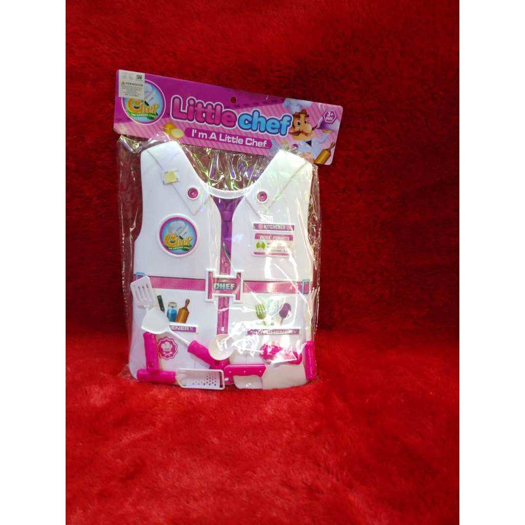 Mainan Anak Perempuan Tameng Chef Kit / rompi masak masakan cewe