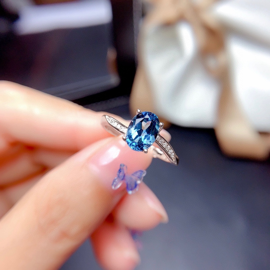 Sapphire Cincin 925 Silver Hias Batu Permata Kristal Sapphire Platinum Untuk Pria Dan Wanita