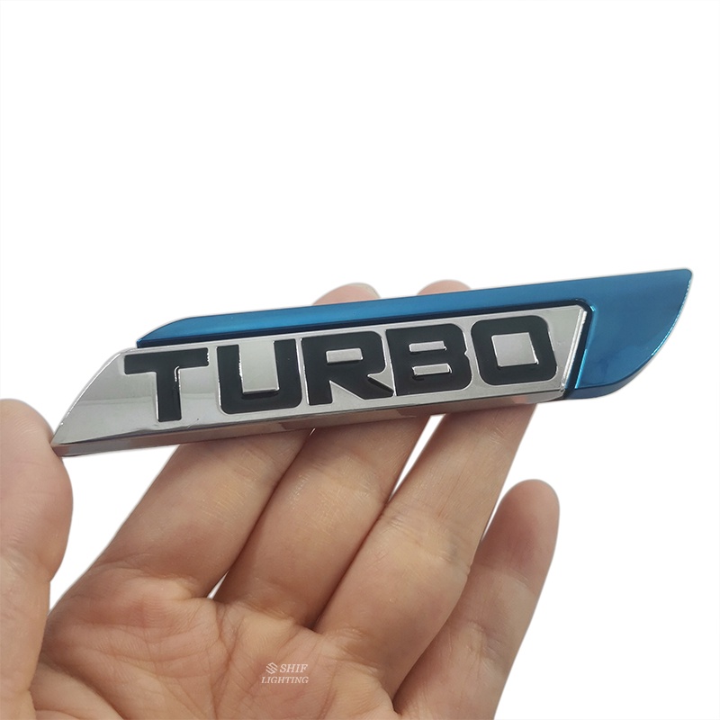 2pcs Stiker Emblem / Badge Logo TURBO Universal Bahan Metal Untuk Dekorasi Fender Body Mobil