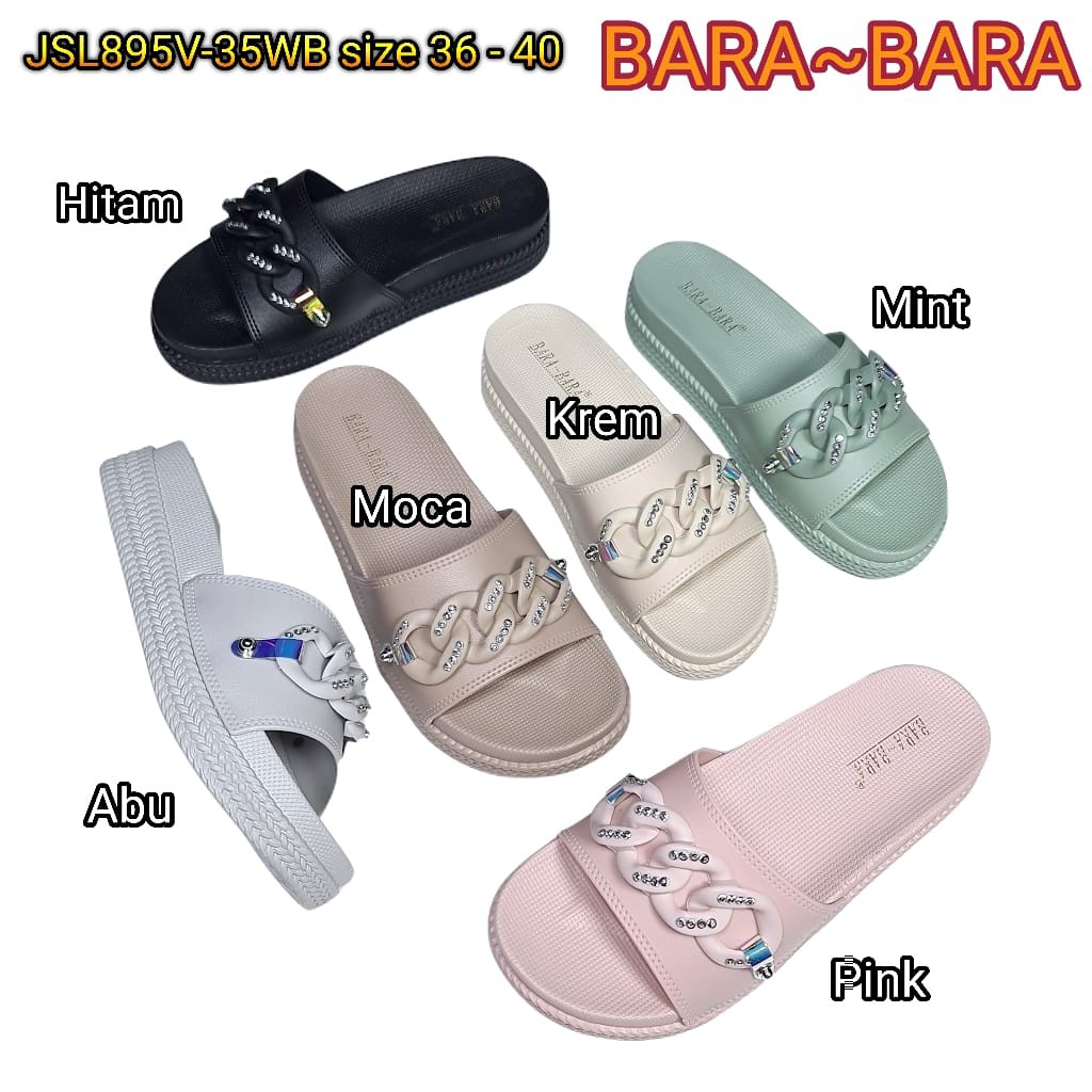 BARA BARA ORIGINAL jelly sandal karet empuk murah wanita selop import barabara cewek JSL895V-35WB