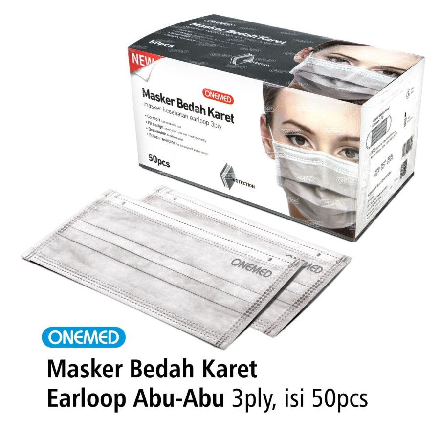 Masker Karet Abu OneMed Box 50pcs