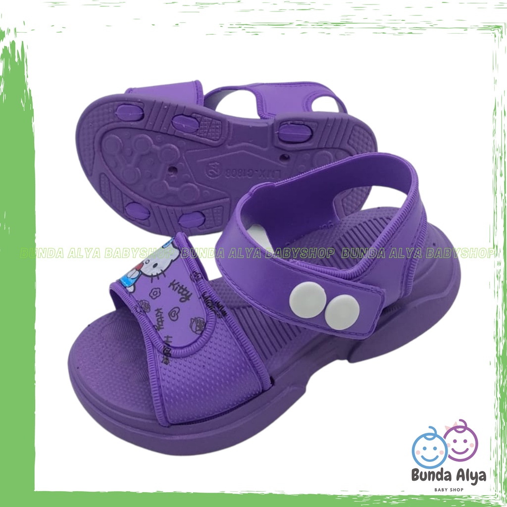 Sendal Anak Perempuan Usia 1 2 3 4 Tahun Elastis Karet  - Sepatu Sandal Anak Cewek Tali Karet Anti Licin UNGU Size 18 - 29