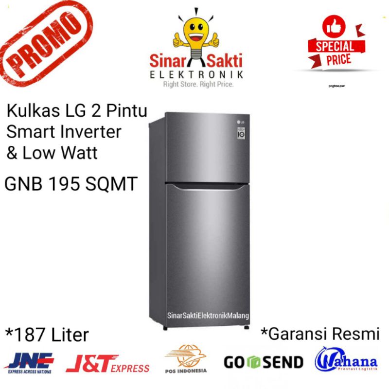 Kulkas LG 2 Pintu GNB 195 SQMT Inverter Low Watt Garansi Resmi Malang