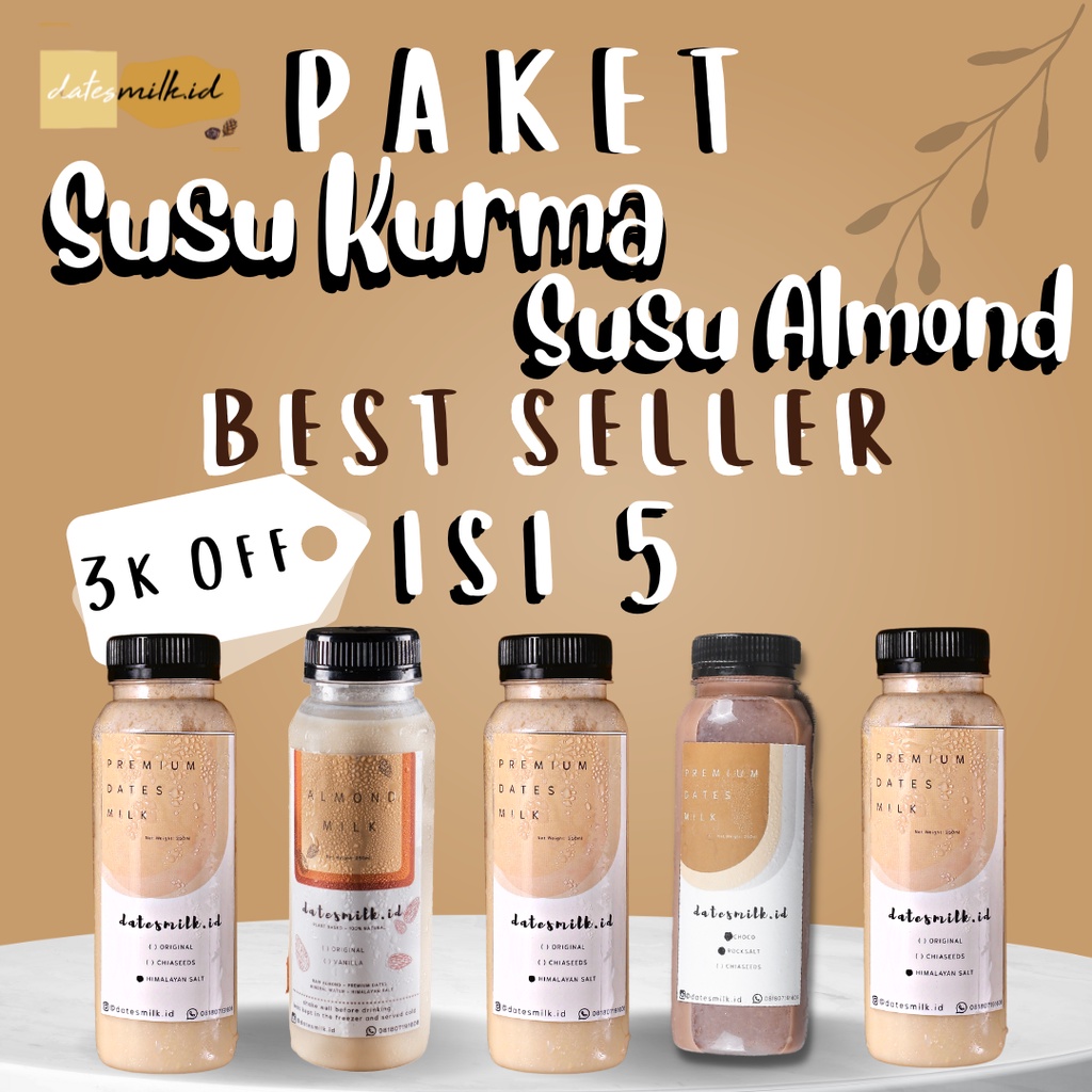 

Paket Diskon Susu Kurma Susu Almond Almond Milk Dates Milk Pelancar ASI Booster Untuk Ibu Hamil Bumil Busui Menyusui Alami Tanpa Gula Tambahan Tanpa Pengawet Susu Penggemuk Badan Peningkat Stamina Immune Booster