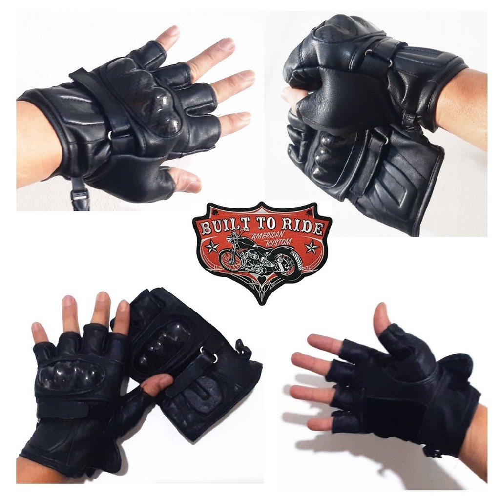 Dragstar Sarung Tangan Kulit Protector Half Finger Leather Sepeda &amp; Motor  Sepatu Roda 113164