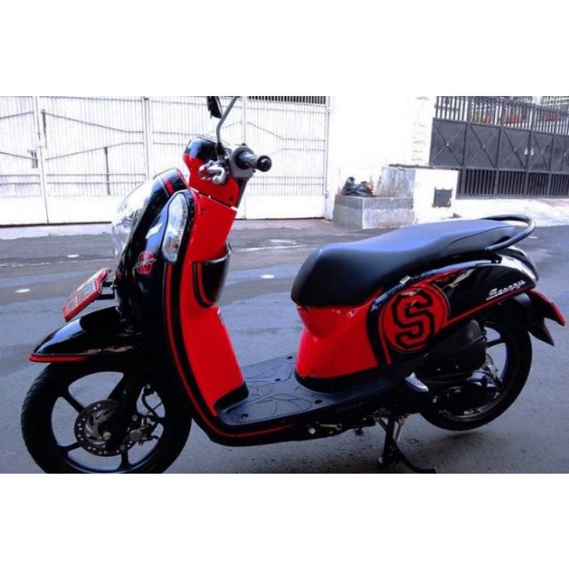 Striping lis sticker standar ORI honda Scoopy 2014 hitam merah stiker Scoopy fi hitam merah 2014