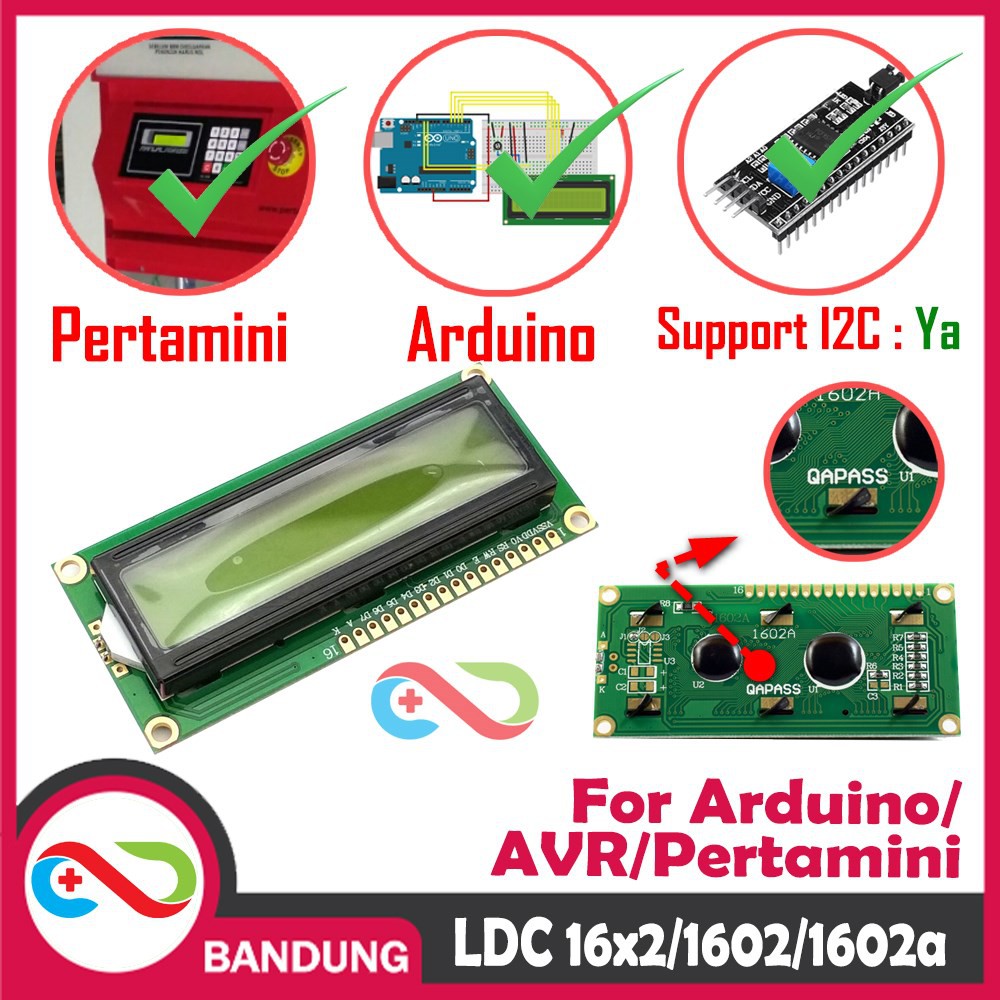 LCD CHARACTER 16X2 1602 5V GREEN HIJAU BACKLIGHT MODULE